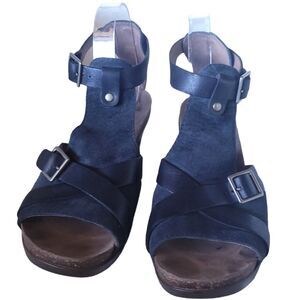 Dansko Dominique Block Heel Sandals Black Leather Size 41 /11US